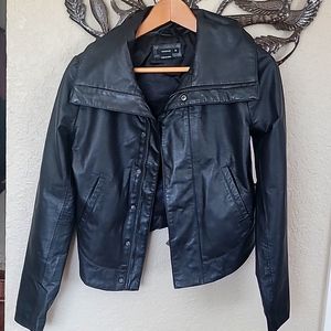 Nixon black leather cropped jacket sz Xs